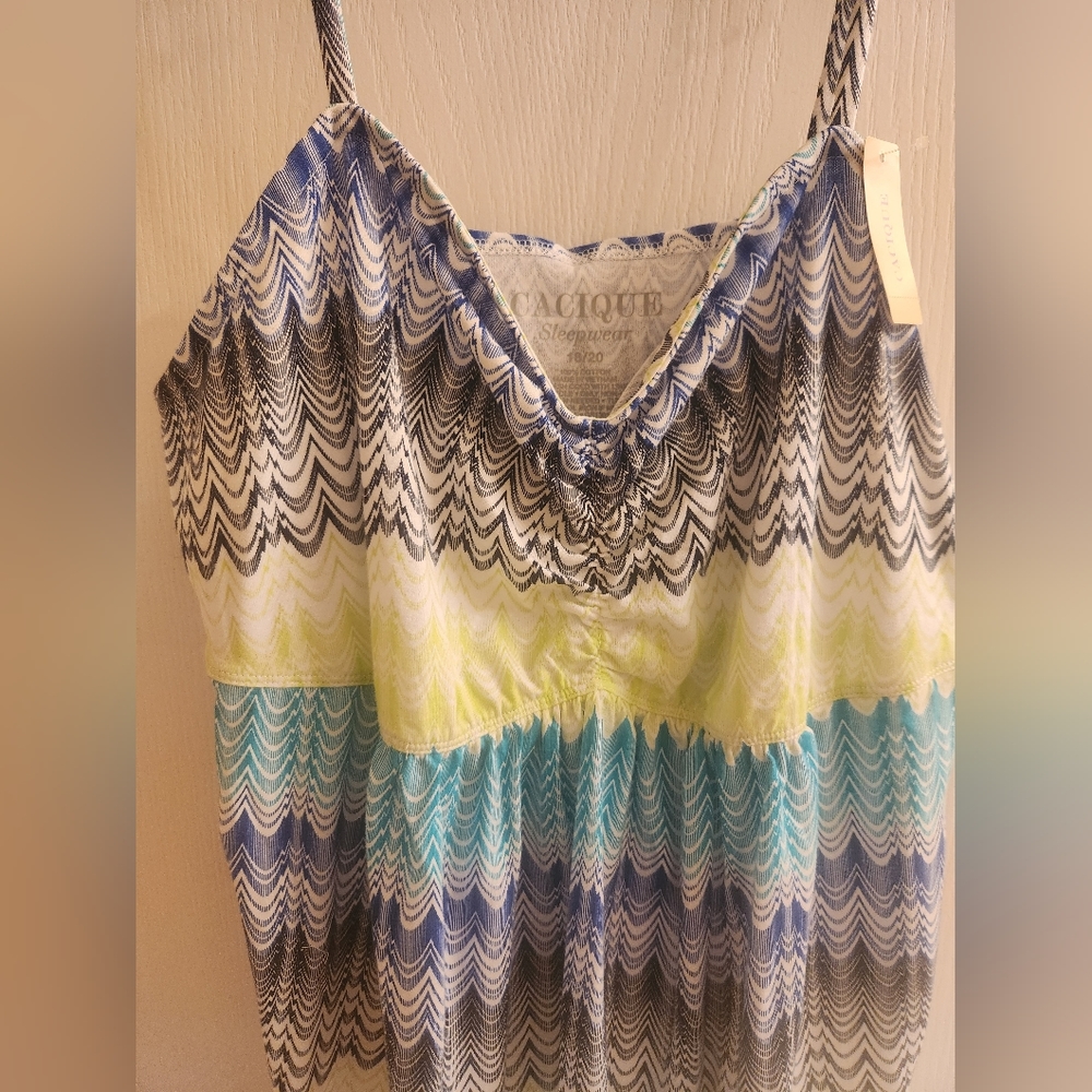 NWT Cacique Multicolor Zigzag Pattern Sleepwear Chemise Size 18/20 - Picture 4 of 5